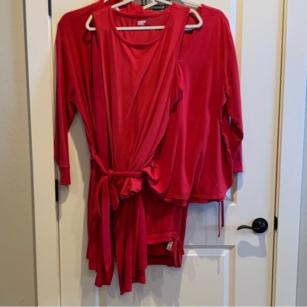 Elegant Red Lands End Women's Sleepwear Set 2X